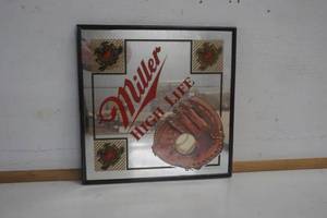 lot 499 image: Miller High Life Mirror With a Glove Picture