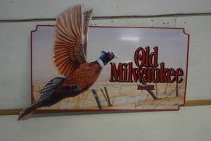 lot 522 image: Old Milwaukee Pheasant Metal Sign