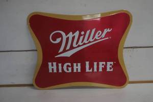 lot 545 image: Miller High Life Beer Metal Sign