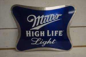 lot 551 image: Miller High Life Light Beer Metal Sign