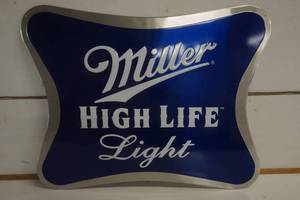 lot 552 image: Miller High Life Light Beer Metal Sign