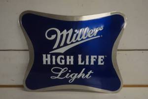 lot 554 image: Miller High Life Light Beer Metal Sign