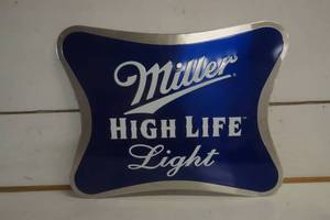lot 555 image: Miller High Life Light Beer Metal Sign