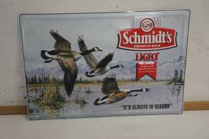 lot 624 image: Schmidt Premium Beer Light Birds Metal Sign