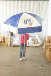 lot 639 image: Miller Lite Patio Umbrella (Aluminum Pole)