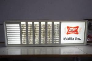 lot 699 image: New Miller Beer Light Up Price Board
