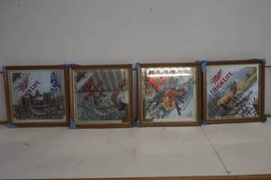 lot 705 image: Miller High Life Tip Up Series 2 Fish Pictures and 1 Sly Picture and Elk Picture