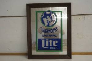 lot 717 image: Lite Beer Timberwolves Mirror Picture