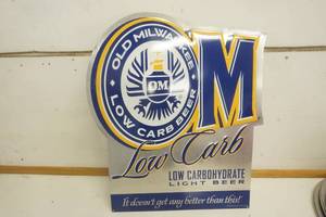 lot 904 image: Old Milwaukee Low Carb Metal Sign