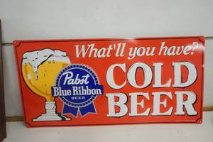 lot 933 image: Pabst Blue Ribbon metal sign