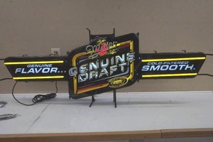 lot 25 image: Miller Genuine Draft Neon Beer Sign 59 x 17