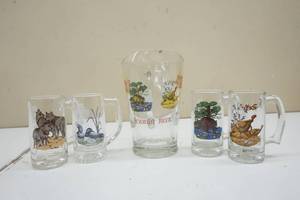 lot 96 image: Series 2 Schmidt Beer Pitcher and four mugs