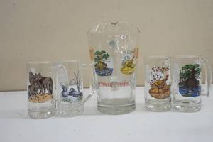 lot 97 image: Series 2 Schmidt Beer Pitcher and four mugs
