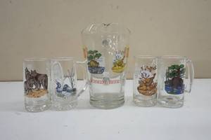 lot 99 image: Series 2 Schmidt Beer Pitcher and four mugs