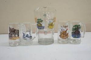 lot 100 image: Series 2 Schmidt Beer Pitcher and four mugs
