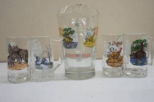 lot 101 image: Series 2 Schmidt Beer Pitcher and four mugs