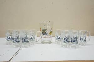 lot 105 image: Series 2 Schmidt Beer Pitcher and twelve mugs