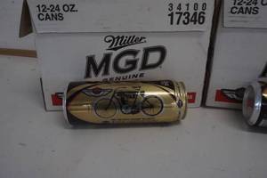 lot 844 image: 4 - 24oz Case Miller Genuine Draft Harley Davidson Commemorative 100 Year Anniversary 24oz Cans