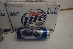 lot 860 image: 3- 24oz Case Miller Lite Harley Davidson Commemorative 100 year Anniversary 24oz can