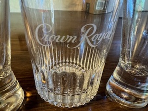 lot 33 image: Pair of Crown Royal Whiskey Glasses and Three Shot Glasses