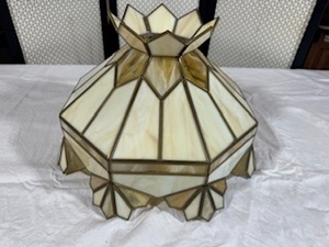 lot 76 image: Vintage Tiffany Style Stained Glass Lamp Shade