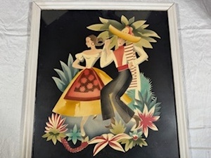 lot 80 image: Bernard Picture Co. 1940s Mid Century Watercolor Dancing Couple (Picture 808)
