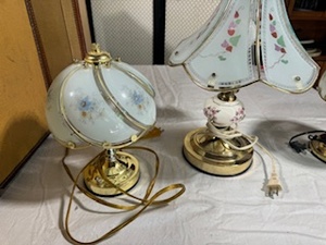 lot 104 image: Three Table Lamps - Glass shades with Floral design