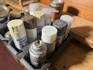 lot 132 image: Partially Full Containers of Paint and Spray Paint Various Colors