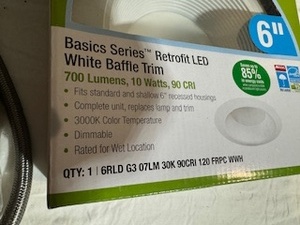 lot 143 image: New LED 6 Light, Shower Curtain Hooks, Diswasher Line and Rubberfoam Weatherseal