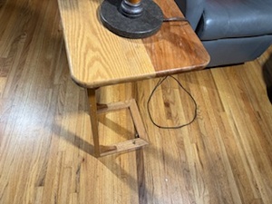 lot 130 image: Wood Sofa Table and Table Lamp
