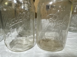 lot 124 image: Ball Mason Jars Wide Mouth, Regular Mouth and Smaller Jars (include Perfect Mason and Special Wide Mouth)