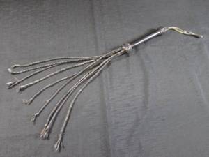 lot 22 image: (H-1) Leather Cat-O-Tails (9) Whip - Valued At $50 -  Approx 22 Overall Length (Not Including Hand Loop)