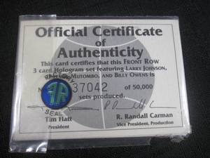 lot 38 image: (CNTR) 1992 Front Row Hologram Lary Johnson Factory Sealed Set with COA 37,04250,000