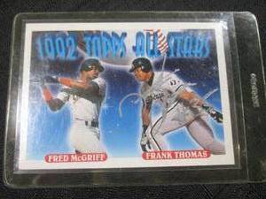 lot 46 image: (CNTR) Signed by Frank Thomas 1993 Topps Fred McGriffFrank Thomas 1992 Topps All Stars Card #401 in Sleeve