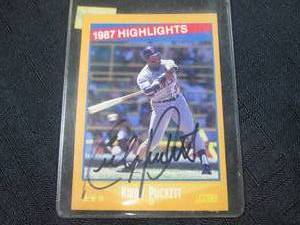lot 49 image: (CNTR) Signed 1988 Score Kirby Puckett 1987 Highlights Card 653 of 660 in Sleeve