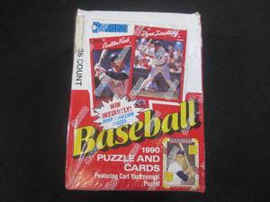 lot 66 image: (CS) Unopened Box Donruss Baseball 1990 Puzzle and Cards - 36 Count
