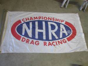 lot 153 image: (F-3) 3 ft x 5 ft NHRA Championship Drag Racing Flag with 10 ft Pole