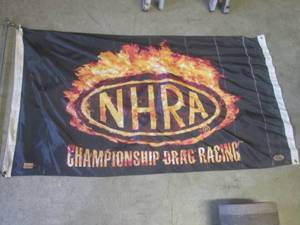 lot 154 image: (F-3) 3 ft x 5 ft NHRA Championship Drag Racing Flag with 10 ft Pole