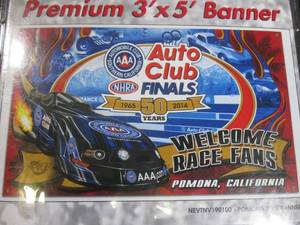 lot 159 image: (H-1) 3 ft x 5 ft NHRA Auto Club Finals 50 Years Welcome Race Fans Banner - New