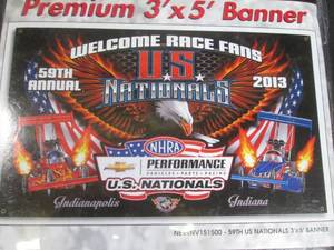 lot 160 image: (H-1) 3 ft x 5 ft NHRA US Nationals 59th Annual 2013 Welcome Race Fans Banner - New