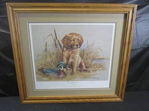 lot 189 image: (D-1) Framed Signed and Numbered James H. Killen Great Beginnings Golen Retriever Print Ducks Unlimited Great American Sporting Dog Collection 25 38 x 22 78