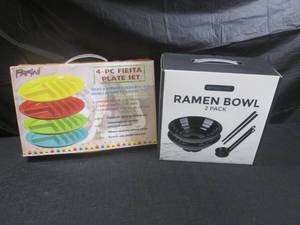 lot 200 image: (F-0) 4pc Fiesta Plate Set and Ramen Bowl 2-Pack