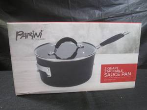 lot 218 image: (EW3) Parini 3 Quart Stackable Sauce Pan with Glass Lid