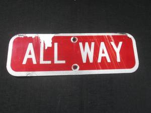 lot 222 image: (H-1) Retired ALL WAY Street Sign 18 x 6
