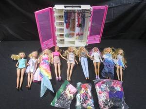lot 230 image: (CSB) Assorted Barbie Dolls with Closet and Accessories