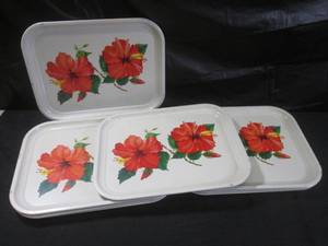 lot 256 image: (BSB) Set of 10 Vintage Metal Trays 13 34 x 10 34