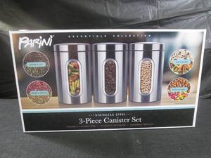 lot 274 image: (EW3) Parini Stainless Steel 3-Piece Canister Set