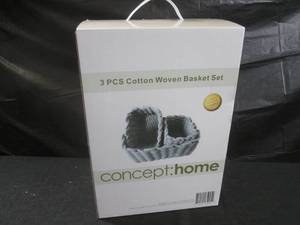 lot 285 image: (A-1) 3 Pcs Cotton Woven Basket Set
