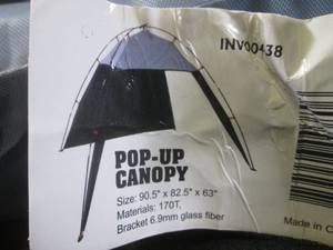lot 289 image: (F-3) Outdoor Adventure Pop-Up Canopy