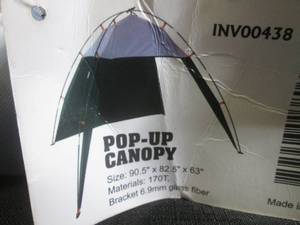 lot 290 image: (F-3) Outdoor Adventure Pop-Up Canopy